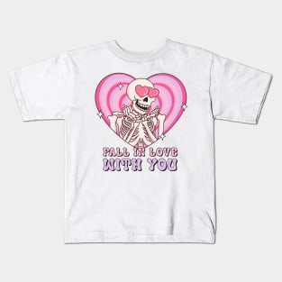 "Fall In Love With You" Skeleton Lover Kids T-Shirt